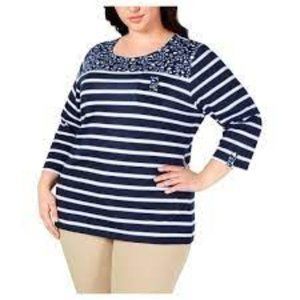 ~*~Karen Scott Women's Plus Scoop Neck Printed Top~